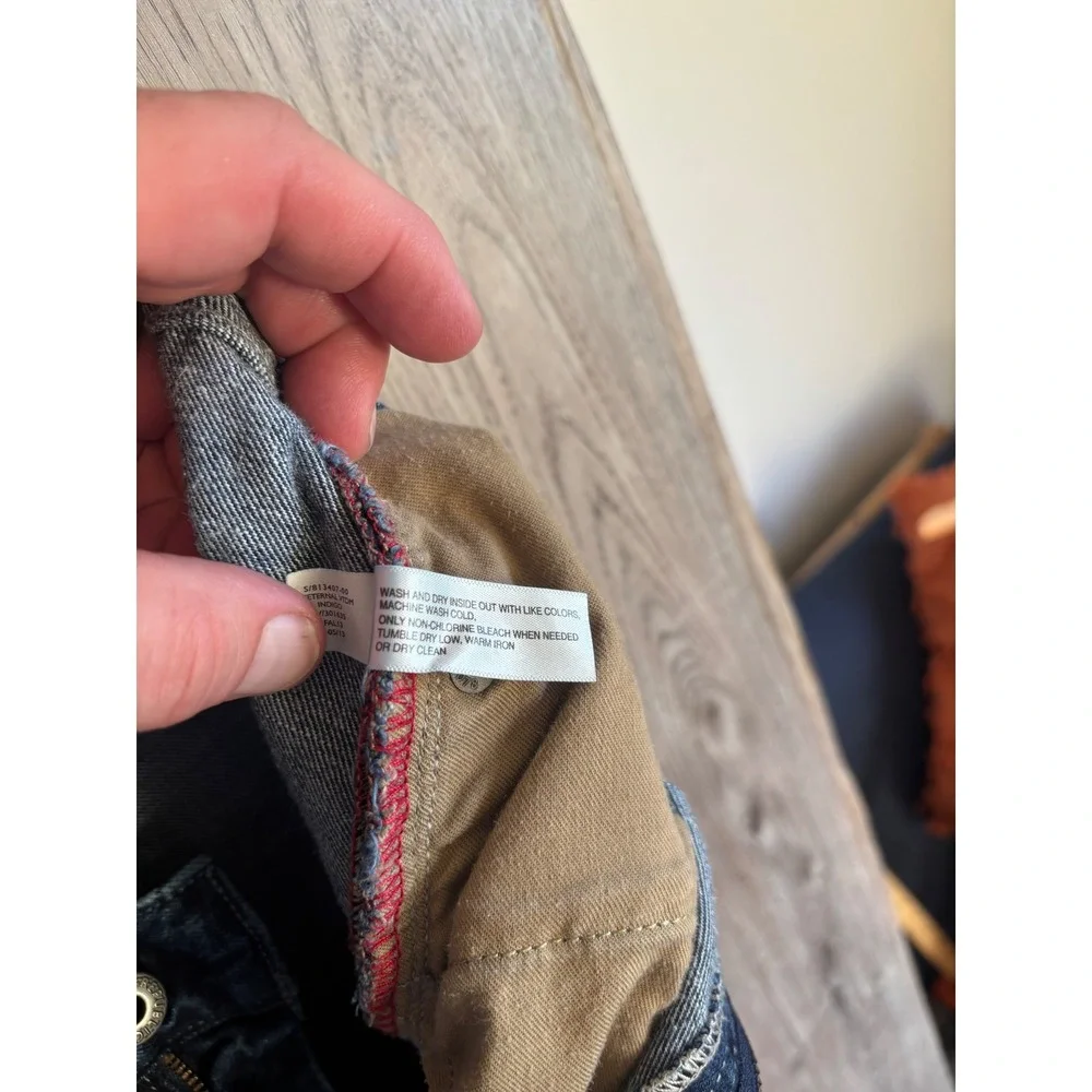 Banana Republic Vintage Straight Mens Dark Wash Distressed Denim Jeans 34x32